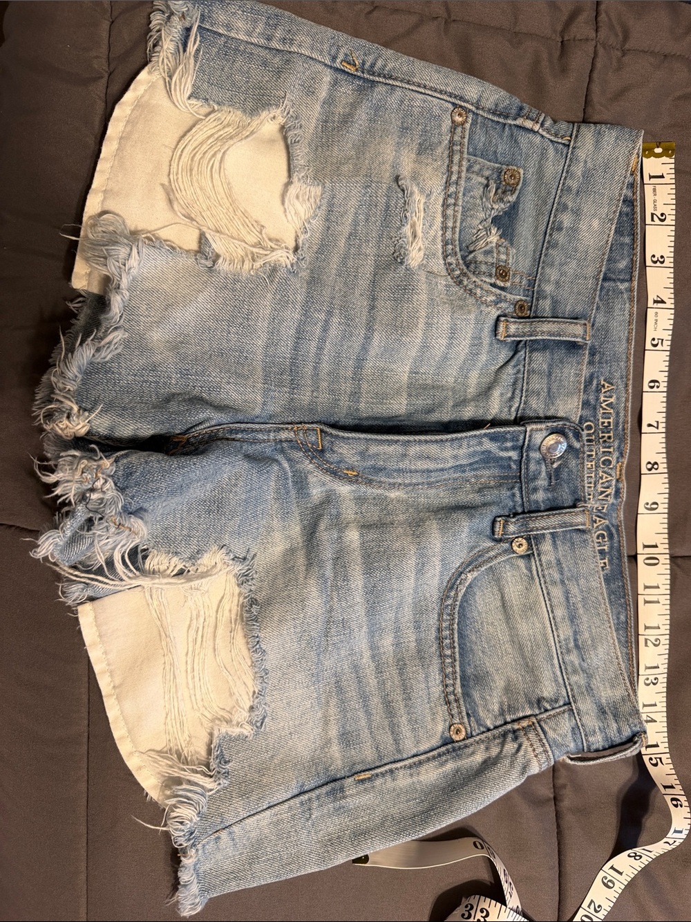American Eagle Outfitters Faded Light Blue Distressed Denim Cutoff Shorts